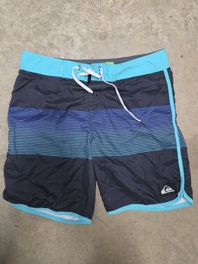 Quiksilver Men's Striped Board Shorts in Blue & Black